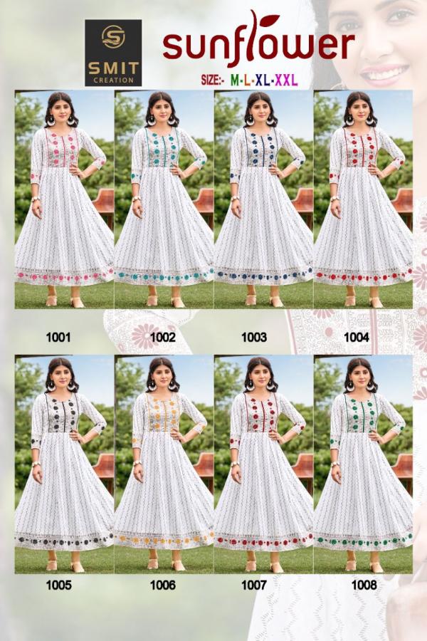 Sunflower Anarkali Designer Embroidery Kurti Collection For Diwali 